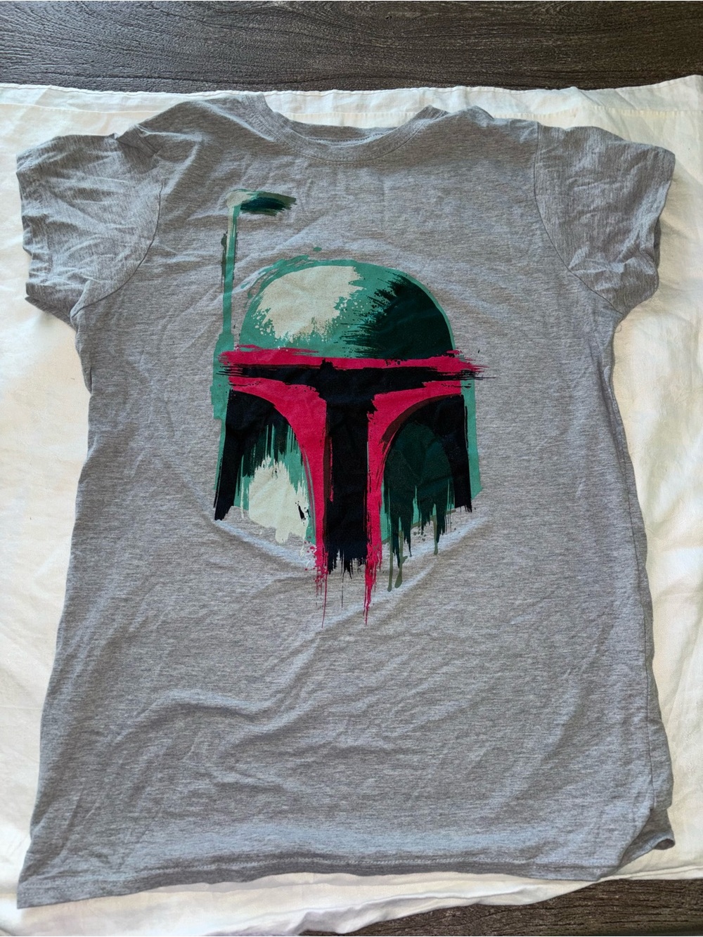 Kids Grey Star Wars-Inspired Graphic Tee - Grey with Teal & Pink Helmet